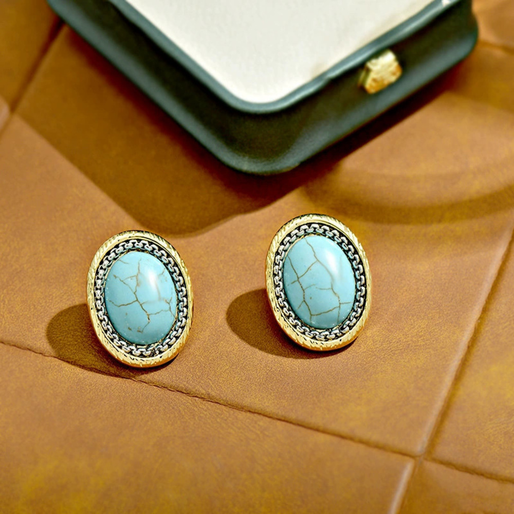 vintage Italian Vintage Pearl Earrings Edinburgh Castle Turquoise Oval